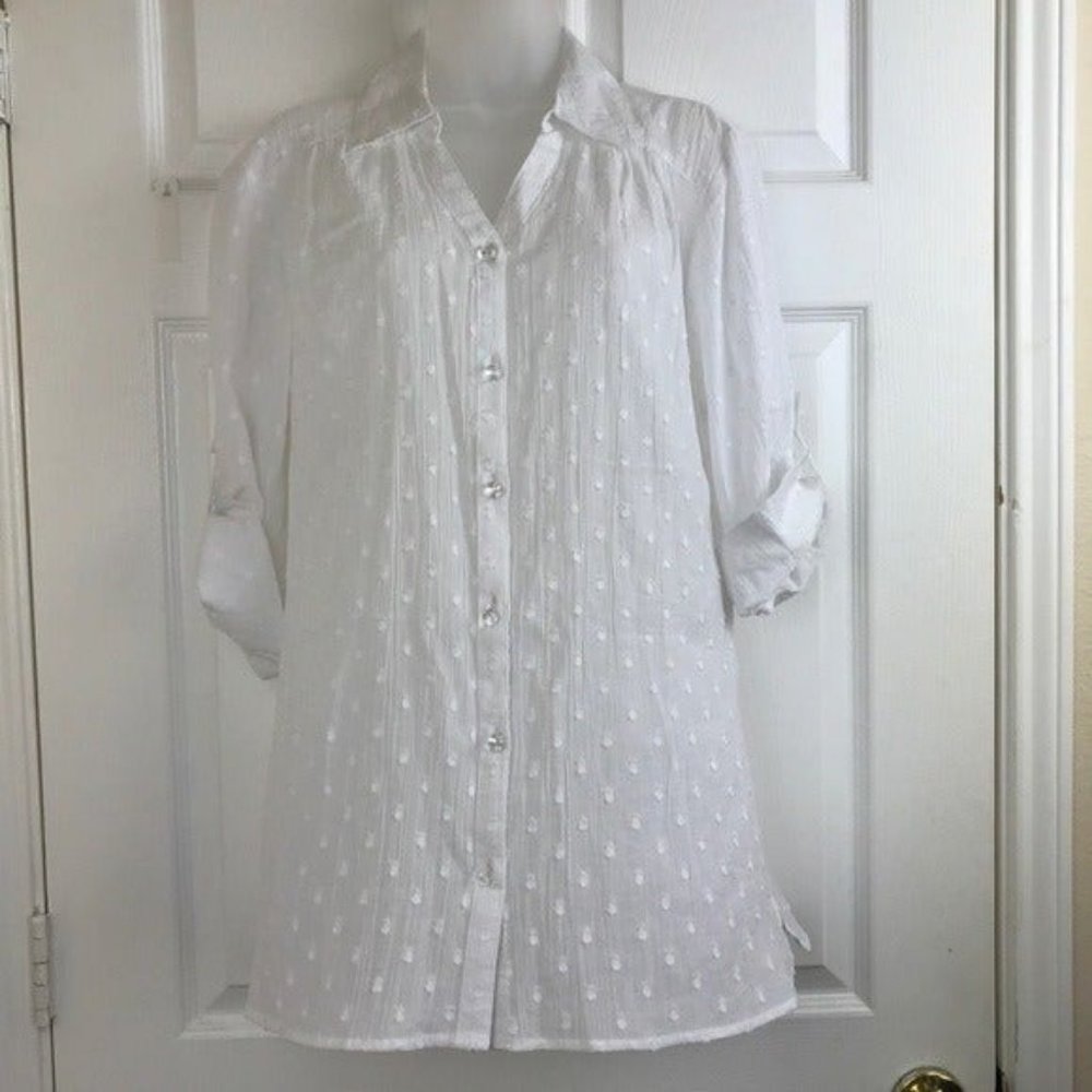 Denim & Co white sheet top with marble l